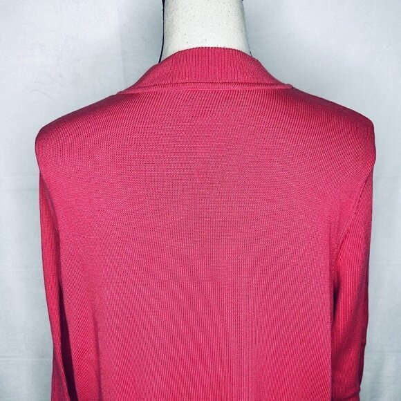 Talbots Full-Zip Cardigan Sweater Mercerized Cotton Pink Long-Sleeve Sz XL - Picture 7 of 8